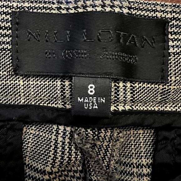 Nili Lotan Plaid Tailored Trousers Brown Glen Check Pants size 8 100% wool New - Picture 4 of 5